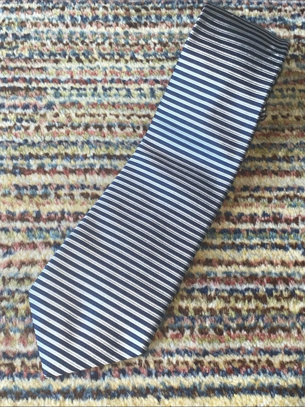 Lands' End Navy and White Striped Men’s Tie